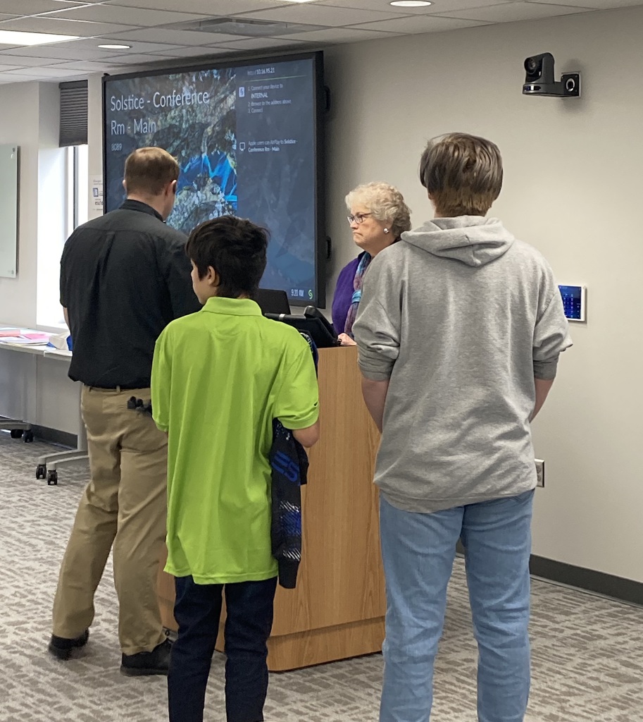 Students from Wallace, Hyannis and Sutherland public schools job-shadowed Chad DeWester and Todd Hatcher from the Network Operations Department at the ESU 16 offices at Ogallala and North Platte in April.