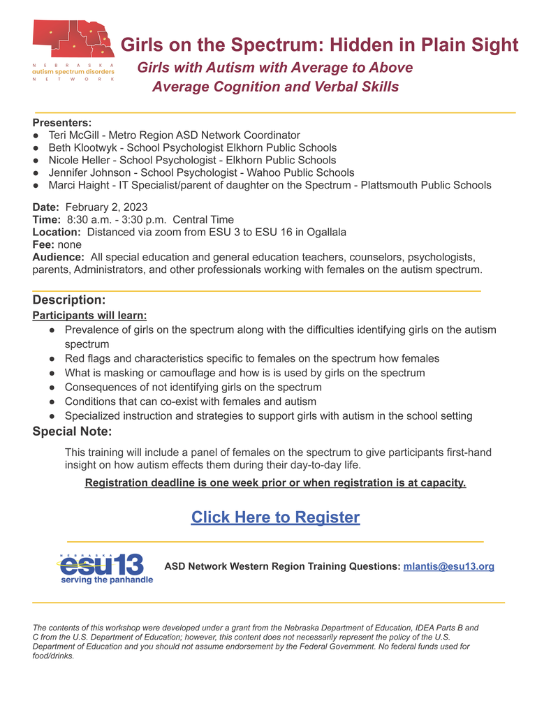 Girls on the Spectrum 2-2-23 Ogallala 8:30-3:30 ct